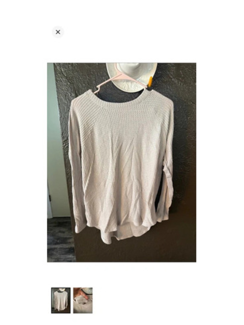 American Eagle Outfitters Light Gray Waffle Knit Long Sleeve Tee